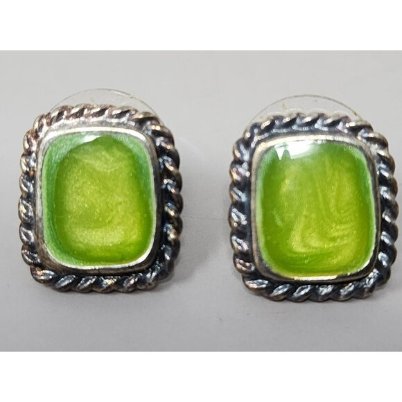 Set Of 3 Pairs Of Earrings: Silver Tone Teardrop Green Stud Gold Butterfly Desig - Picture 3 of 6